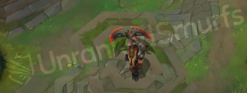 Scorched Earth Renekton front and side in-game view showing blackened armor and molten axe