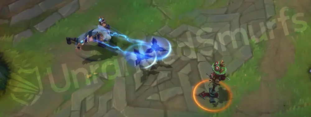 Shockblade Zed Q shuriken part 1 with cyan electric trails