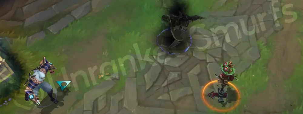 Shockblade Zed W shadow cast with cyan lightning tint