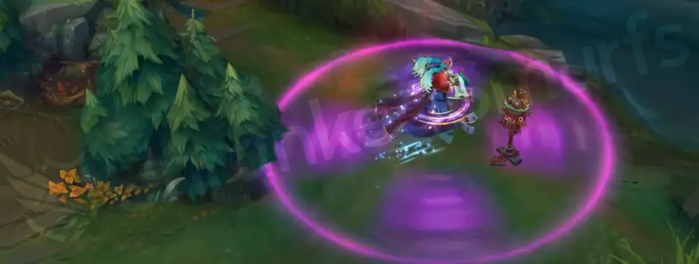 Silent Night Sona E movement aura trailing warm light and subtle snow