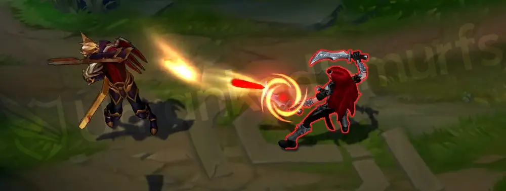 SKT T1 Jhin basic attack projectile in gold with crisp trail