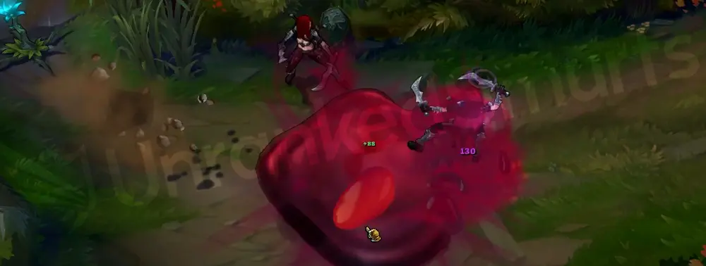 SKT T1 Zac E landing particles with SKT logo motif