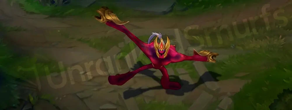 SKT T1 Zac emote pose showing gold mask details