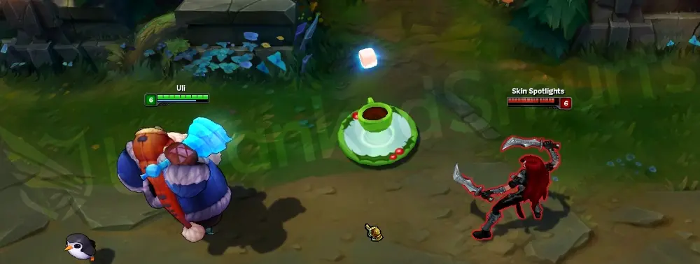 Snow Day Bard W (Caretaker’s Shrine) as a steaming cup of hot cocoa placed on the ground