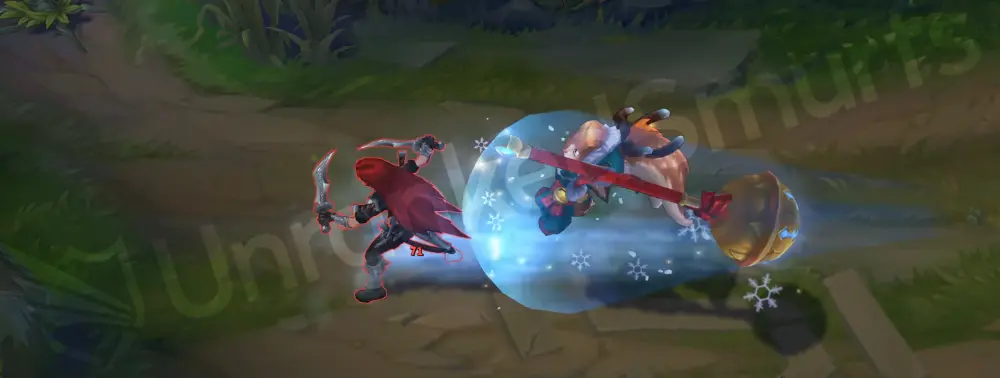 Snow Fawn Poppy E ability dash with frost trail and snowflake impact