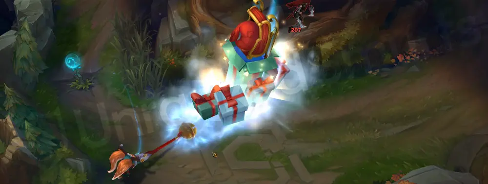 Snow Fawn Poppy R ability with bright icy blast and bell-themed burst