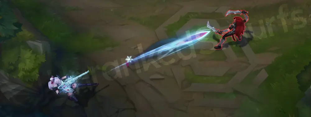 Snow Moon Caitlyn basic attack animation part 1, white-cyan muzzle flash