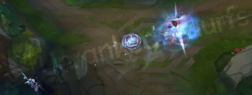 Snow Moon Caitlyn R impact effect, clean white-cyan pop