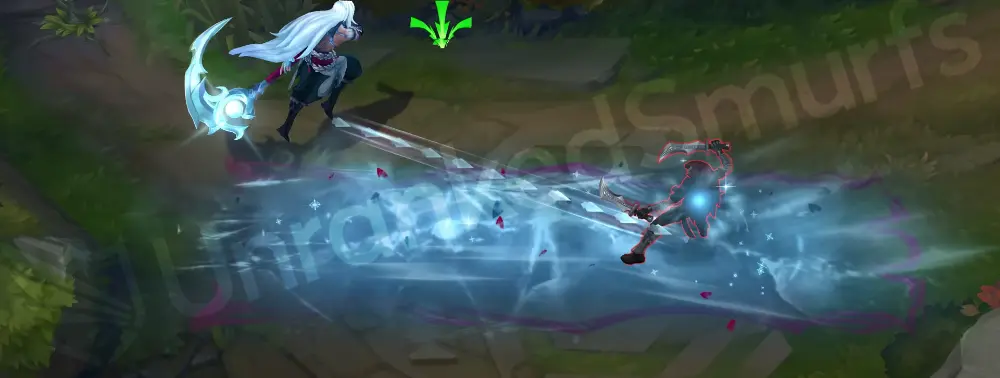 Snow Moon Kayn W animation with pale cyan slash