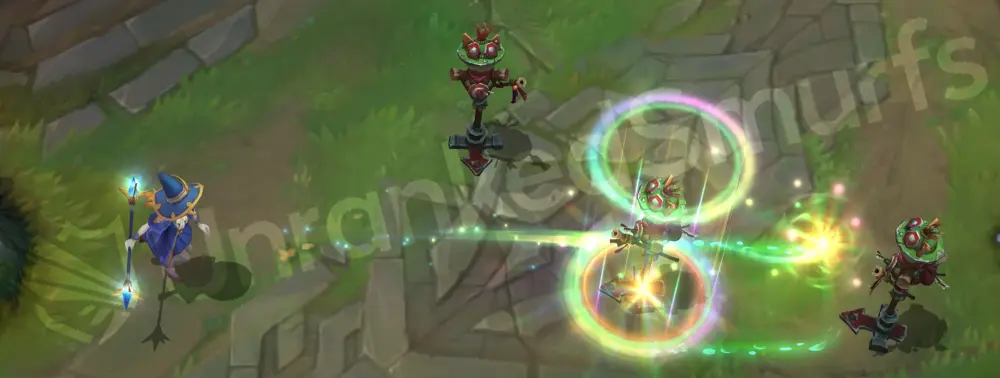Sorceress Lux Q (Light Binding) projectile traveling with starry accents