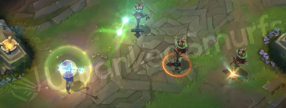 Sorceress Lux W (Prismatic Barrier) shield throw with soft blue trail