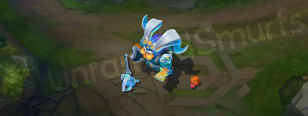 Space Groove Ornn joke/emote with funky gestures and glowing accessories