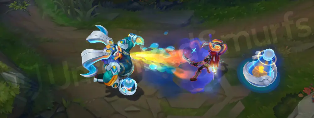 Space Groove Ornn W cast with neon breath and glowing groove accents