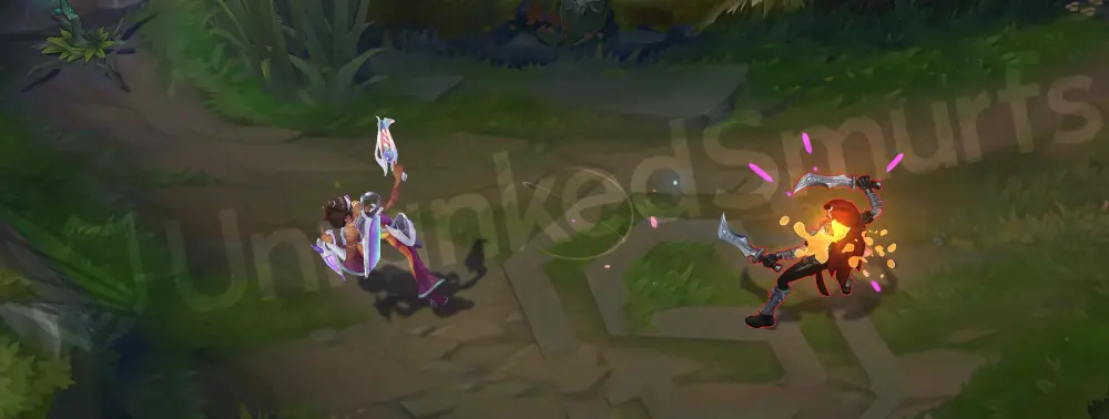 Space Groove Samira basic attack animation, second frame with particle burst