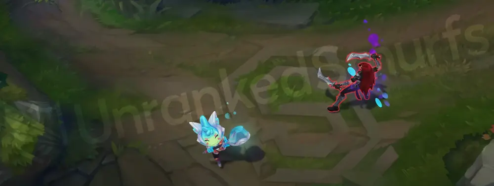 Space Groove Teemo E - Toxic Shot projectile and hit with purple and cyan glow