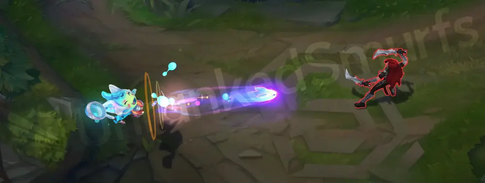 Space Groove Teemo Q - Blinding Dart part 1 with cyan and pink neon beam