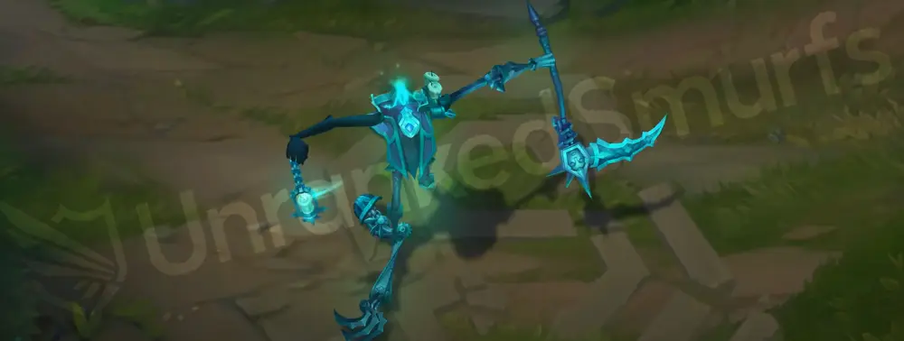 Spectral Fiddlesticks emote/taunt pose with flickering cyan candlelight