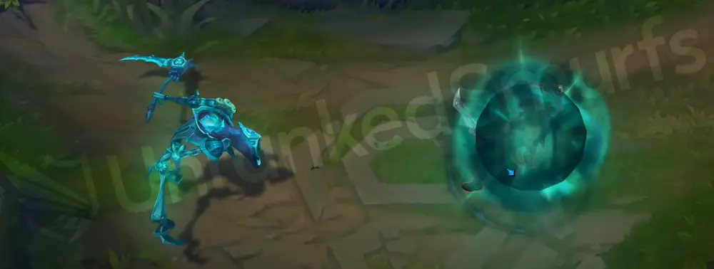 Spectral Fiddlesticks Q - Terrify with cyan ghostly effect on target