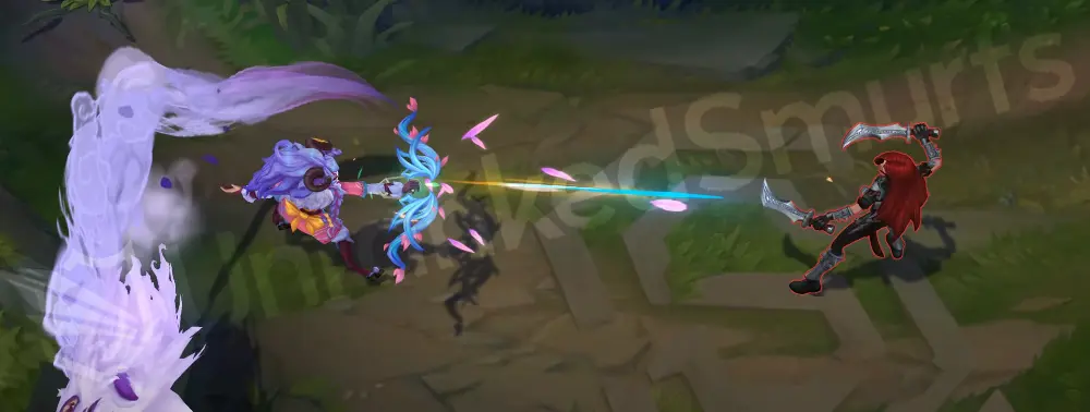 Spirit Blossom Kindred basic attack animation, part 1 with blossom trail
