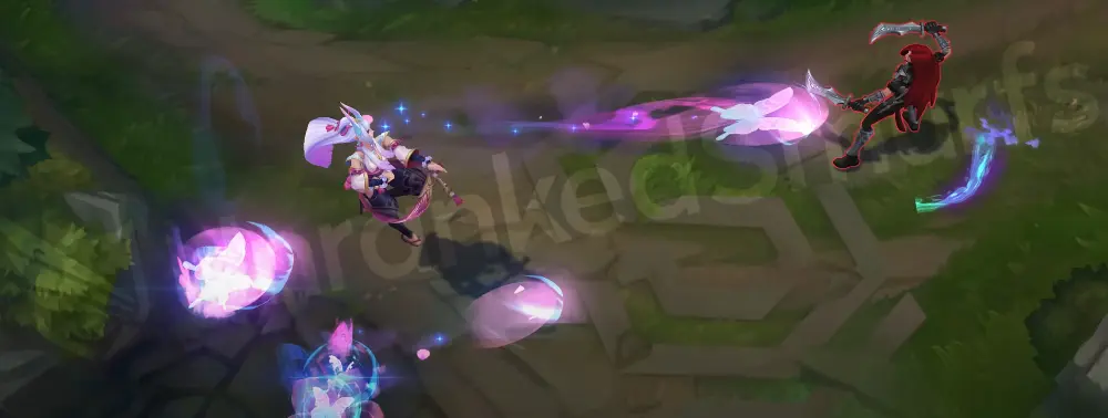 Spirit Blossom Syndra R animation part 1, unleashing multiple butterfly orbs