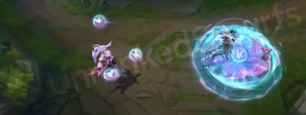 Spirit Blossom Syndra W animation part 2, throwing the orb with petal trails