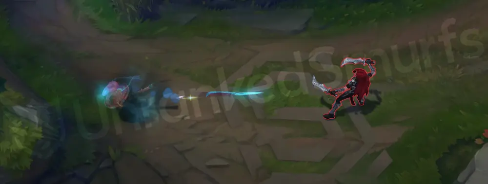 Spirit Blossom Teemo basic attack animation with cyan trail