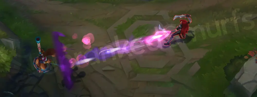 Spirit Blossom Teemo Q - Blinding Dart with lotus petals (close-up angle)
