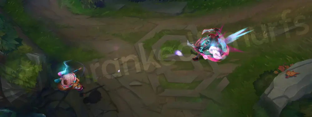 Spirit Blossom Teemo Q - Blinding Dart trail in soft cyan