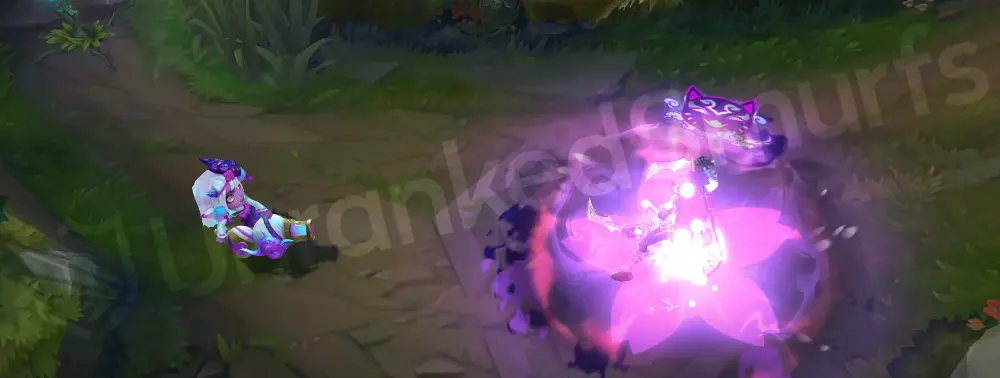 Spirit Blossom Tristana E - Explosive Charge detonation with spirit petals