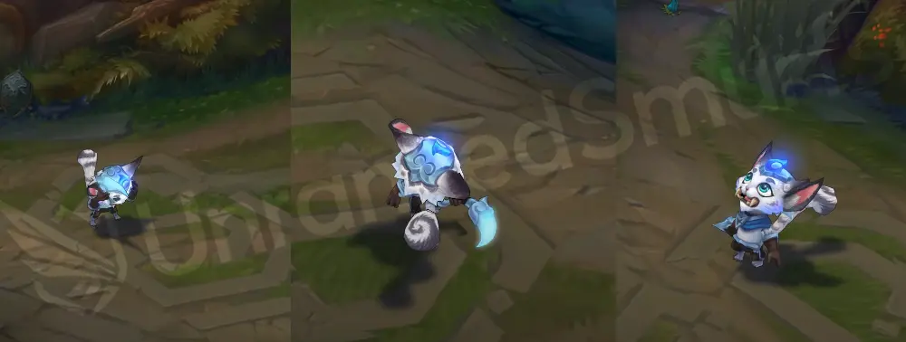 SSG Gnar in-game overview: Mini and Mega forms with white-blue championship armor