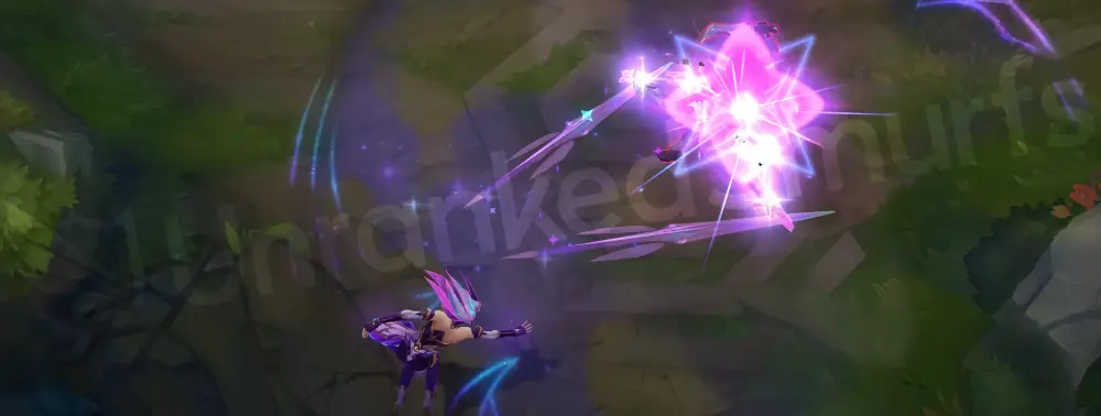 Star Guardian Akali Q - Five Point Strike with starry pink-purple trails