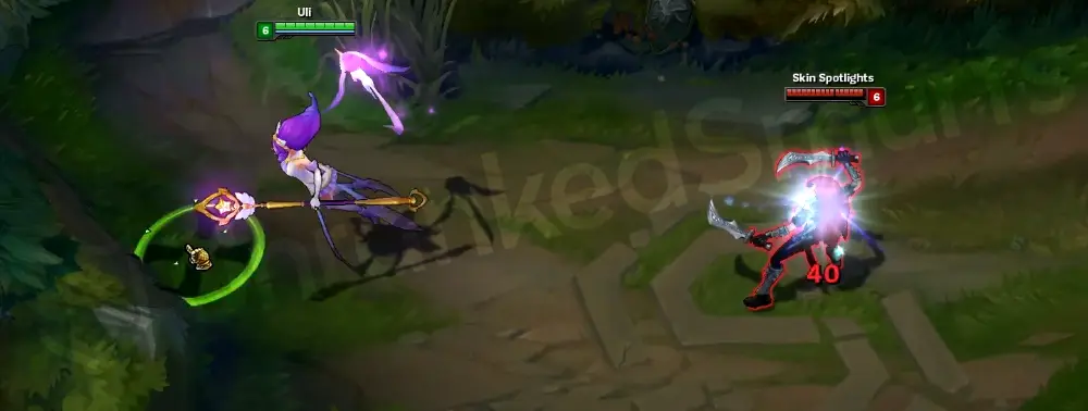 Star Guardian Janna basic auto attack with pastel star particles (frame 2)