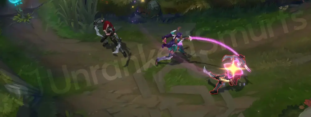 Star Guardian Nilah basic attack animation with pink whip and star spark trail