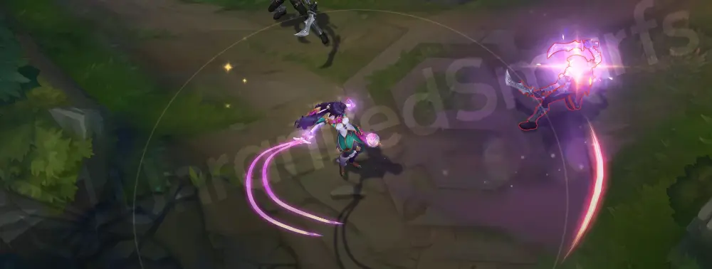 Star Guardian Nilah Q ability with pink lash and yellow star burst