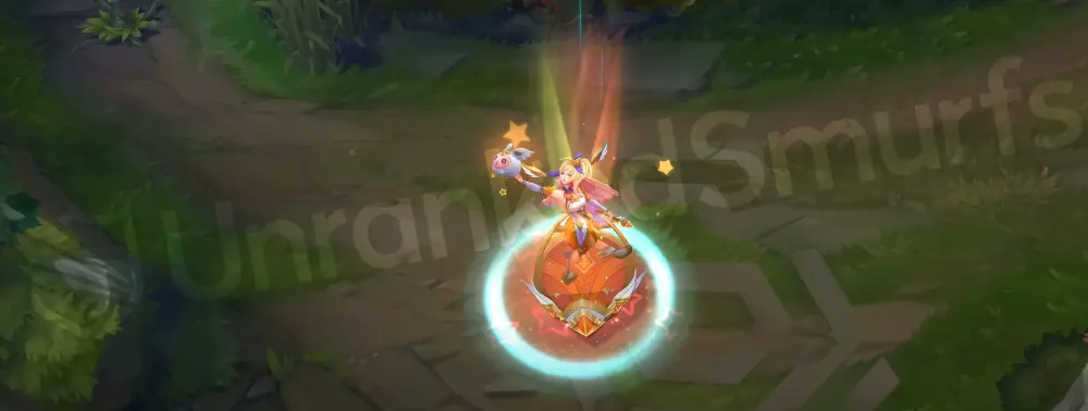 Star Guardian Seraphine recall animation petting and launching her mascot