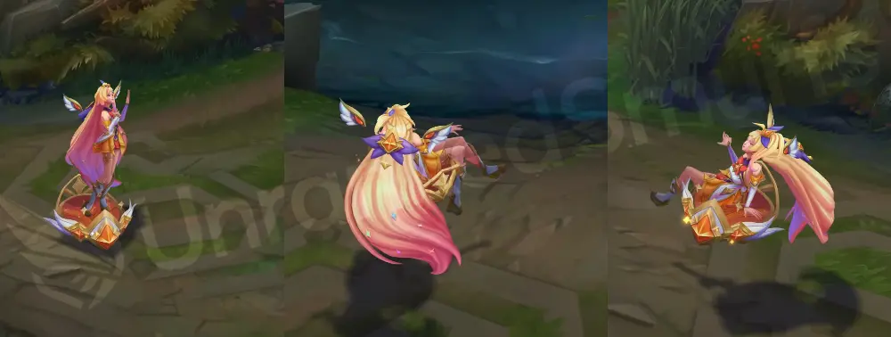Star Guardian Seraphine front and back in-game overview with crystal star wings
