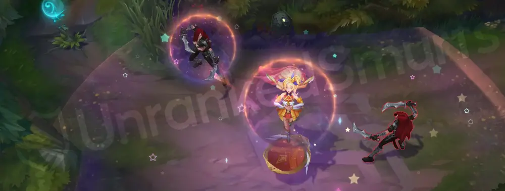 Star Guardian Seraphine W cast with protective star aura and golden light