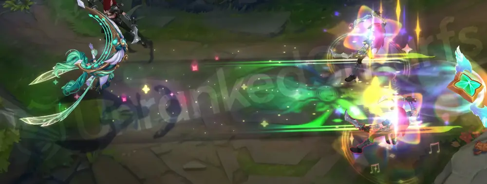 Star Guardian Sona ultimate follow-up frame with bright teal-gold impact
