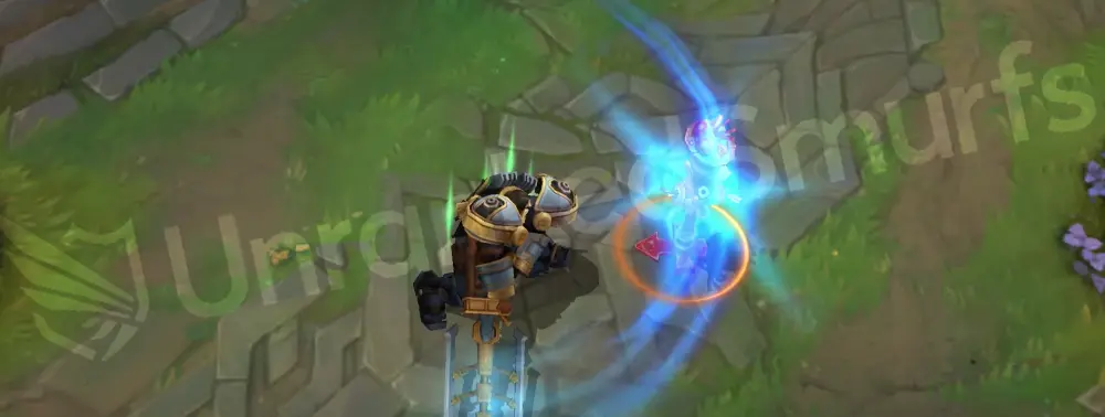 Steel Legion Garen basic attack animation with electric hit effects