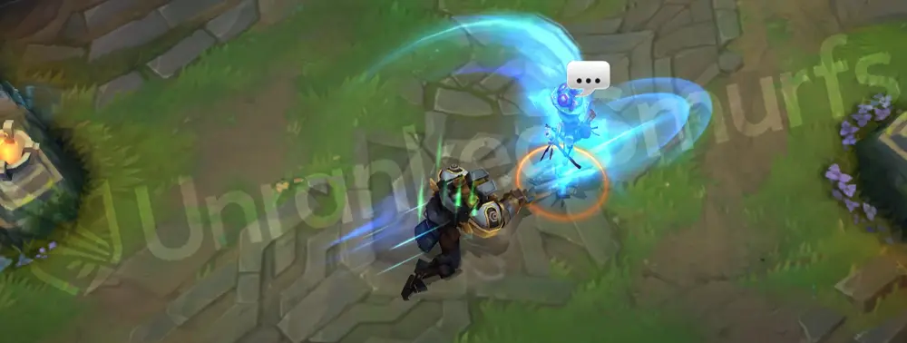 Steel Legion Garen Q - Decisive Strike with electric-cyan trail