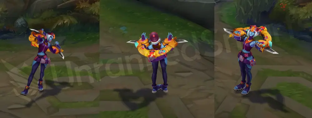 Street Demons Briar in-game front and side overview showing orange pillory and purple outfit