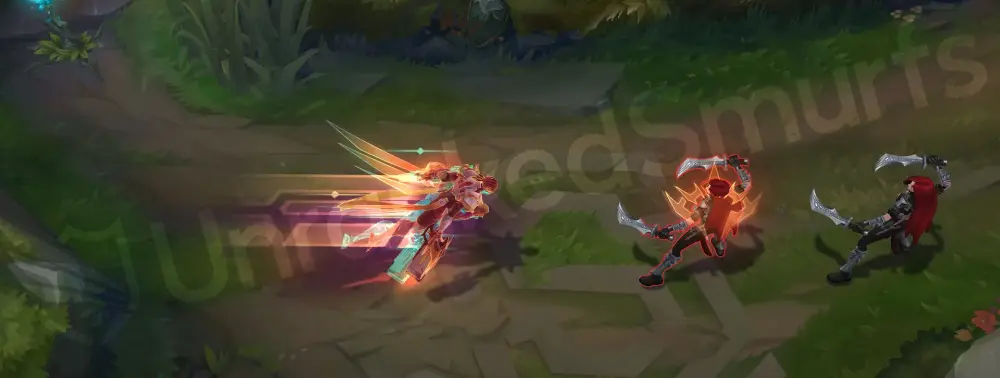 Strike Paladin Lucian E dash trail with orange-red jets