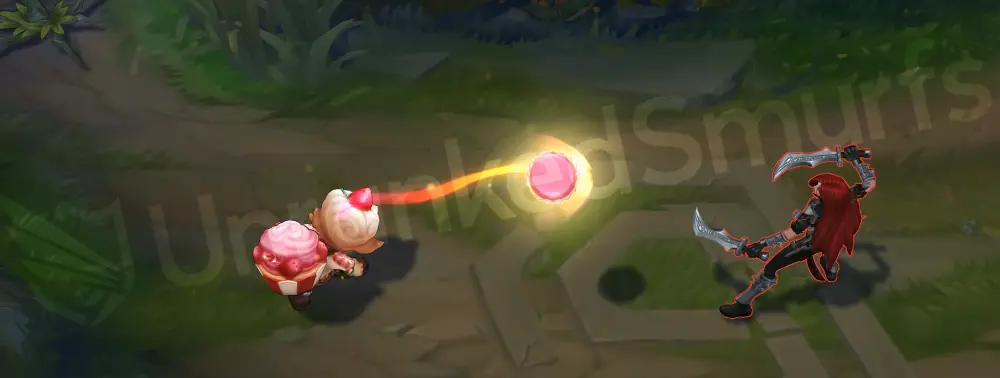 Sugar Rush Ziggs basic attack animation with candy-tinted projectile 1