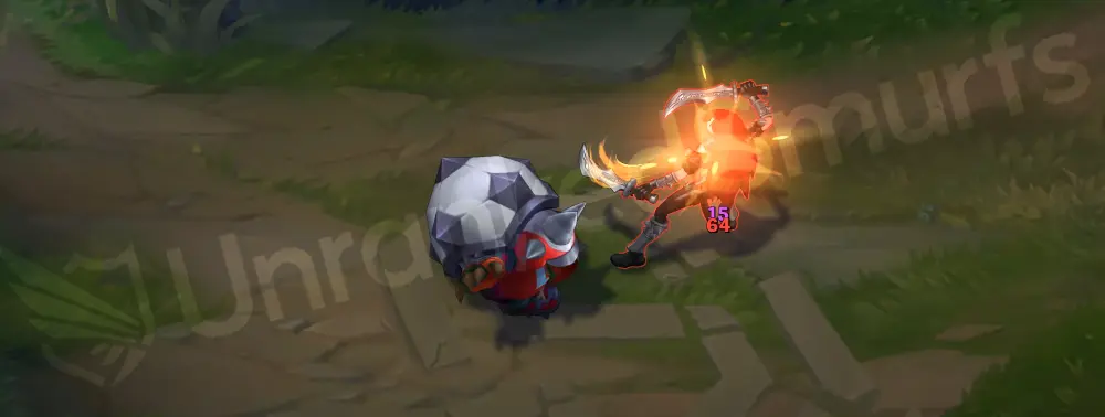 Sweeper Rammus basic attack animation with sport-tone hits