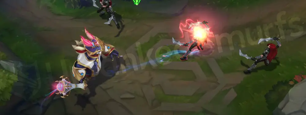 T1 Bard alternate basic auto attack frame with red-blue glint