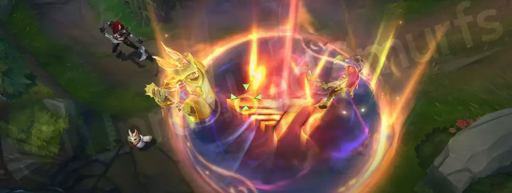 T1 Bard R - Tempered Fate lands with visible T1 logo and golden freeze