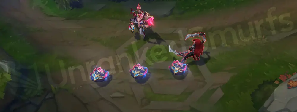 T1 Jinx E (Flame Chompers!) placed on the ground with red-blue energy coils