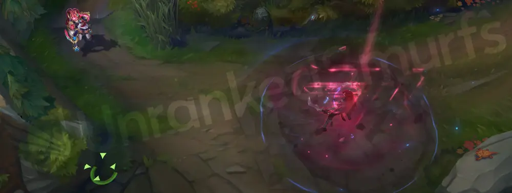 T1 Jinx R explosion with team-branded burst and clear damage ring