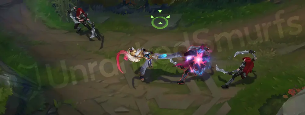 T1 Lee Sin basic attack animation with clean red-blue hit sparks