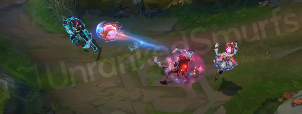 T1 Orianna E shield forming with blue-red filigree
